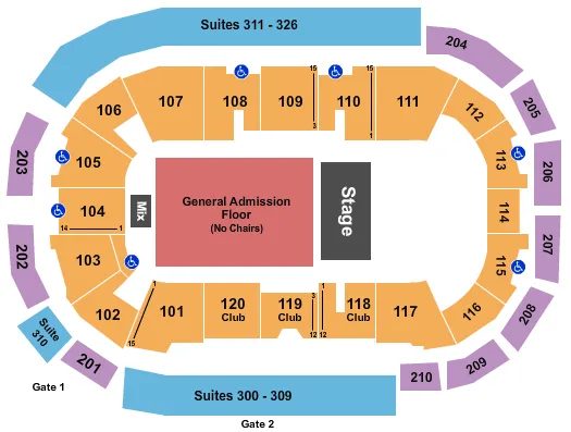 SHINEDOWN Seating Map Seating Chart