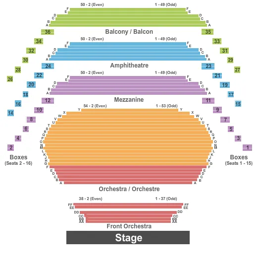END STAGE Seating Map Seating Chart