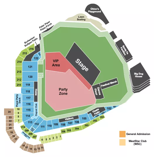 VIP PARTYZONE Seating Map Seating Chart
