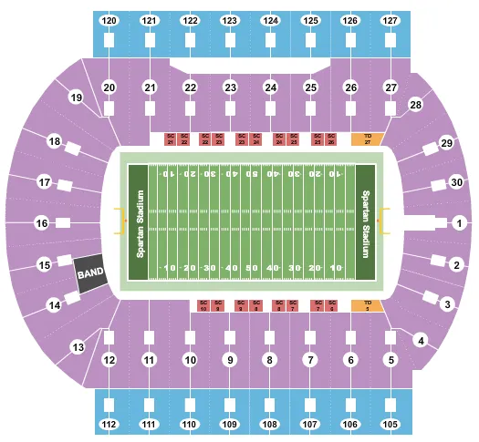 SPARTAN STADIUM MI FOOTBALL 2 Seating Map Seating Chart
