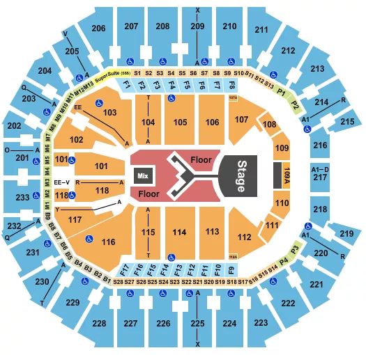 SHINEDOWN Seating Map Seating Chart