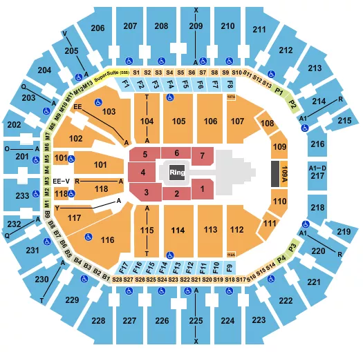 WWE 2 Seating Map Seating Chart