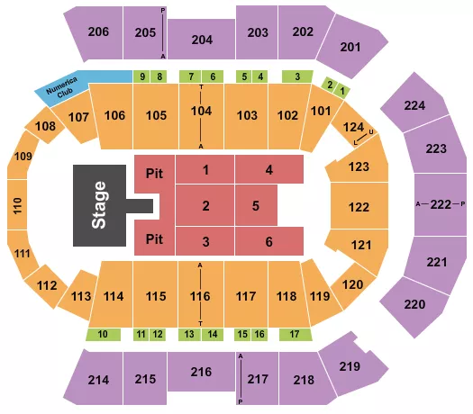 ENDSTAGE PIT W CATWALK Seating Map Seating Chart