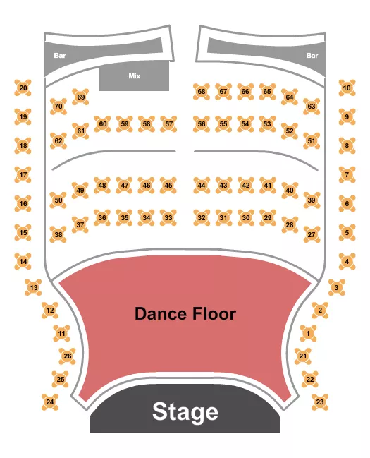 DANCEFLOOR VIP Seating Map Seating Chart