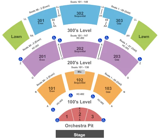 ST AUGUSTINE AMPHITHEATRE END STAGE Seating Map Seating Chart