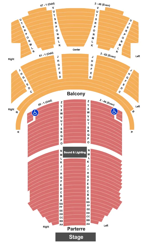 THEATRE ST DENIS END STAGE Seating Map Seating Chart