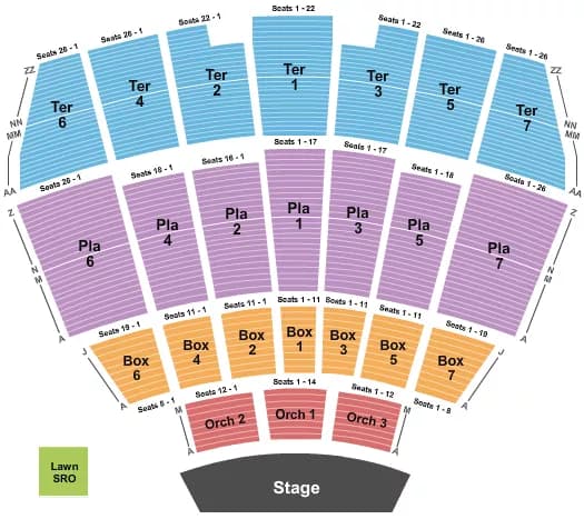 STARLIGHT THEATRE KANSAS CITY ENDSTAGE Seating Map Seating Chart