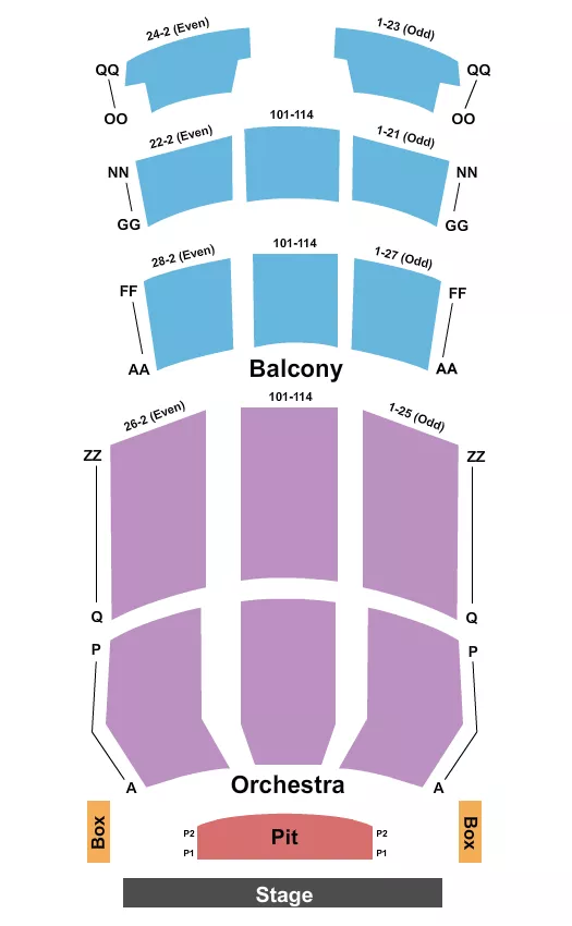 STATE THEATRE EASTON ENDSTAGE 2 Seating Map Seating Chart