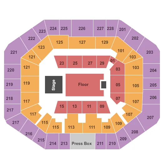 EXACTECH ARENA AT THE STEPHEN C OCONNELL CENTER END STAGE GA Seating Map Seating Chart