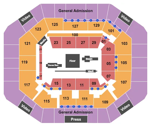EXACTECH ARENA AT THE STEPHEN C OCONNELL CENTER GYMNASTICS Seating Map Seating Chart