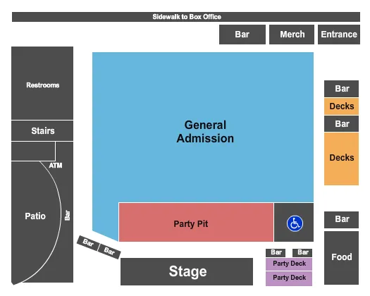 GA WITH PARTY PIT Seating Map Seating Chart