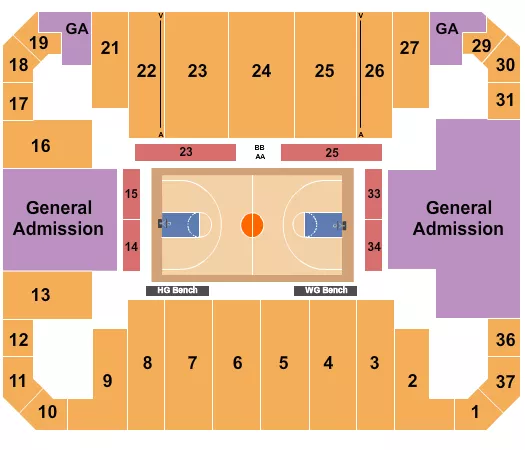 STUART C SIEGEL CENTER BASKETBALL GLOBETROTTERS 2 Seating Map Seating Chart