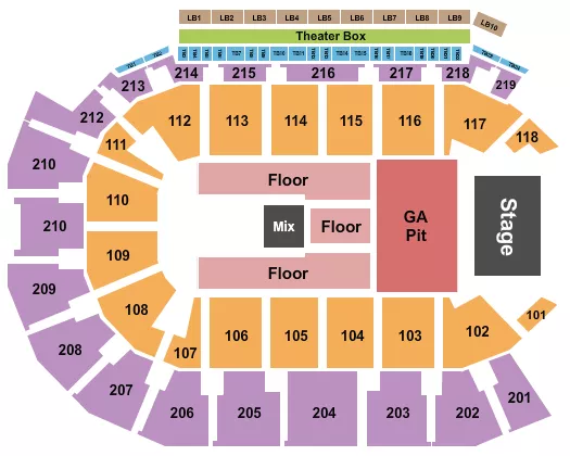 ENDSTAGE GA HALF HOUSE PIT Seating Map Seating Chart