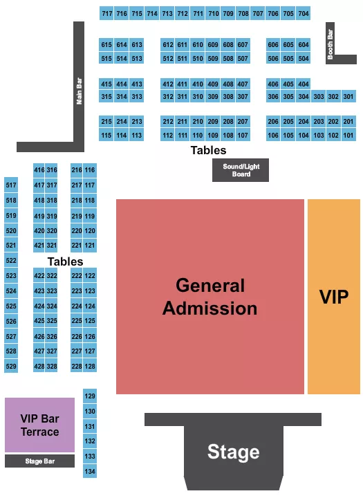 ENDSTAGE GA VIP Seating Map Seating Chart