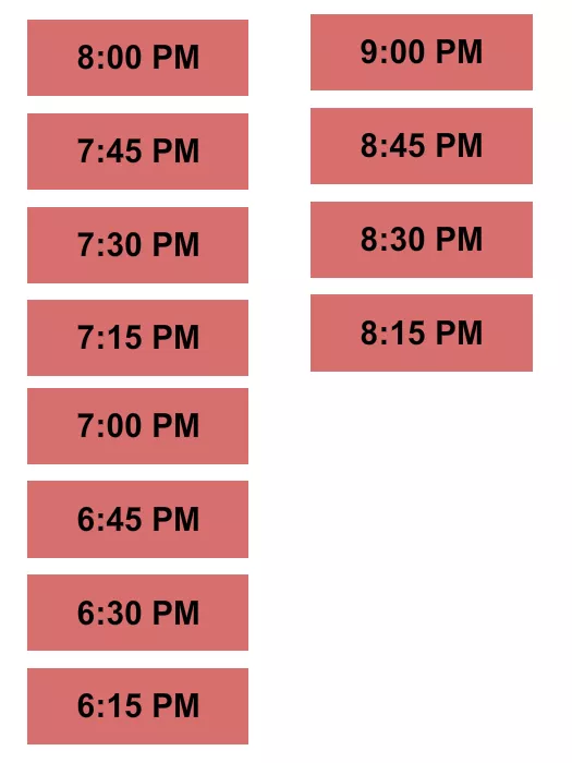TIMED ENTRY Seating Map Seating Chart