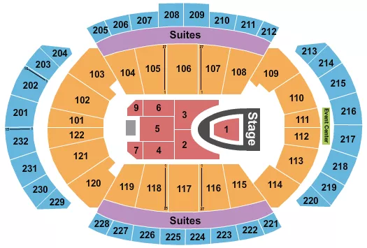 T MOBILE CENTER FOR KING AND COUNTRY Seating Map Seating Chart