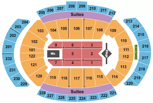 T MOBILE CENTER J COLE Seating Map Seating Chart
