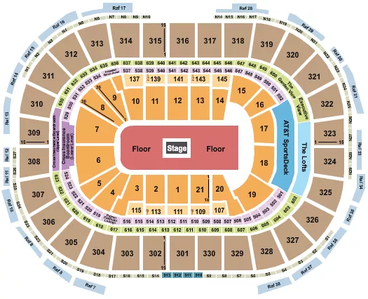 CENTER STAGE GA FLOOR Seating Map Seating Chart