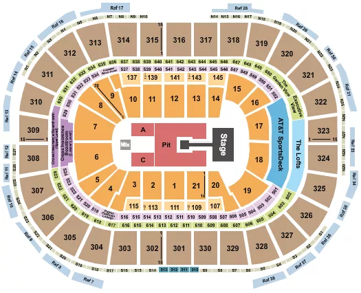 ENDSTAGE PIT W CATWALK Seating Map Seating Chart