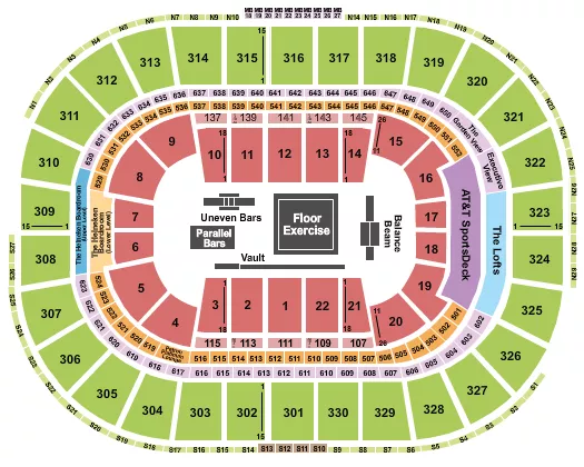 GYMNASTICS Seating Map Seating Chart