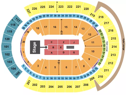 T MOBILE ARENA ENDSTAGE 2 W CATWALK Seating Map Seating Chart