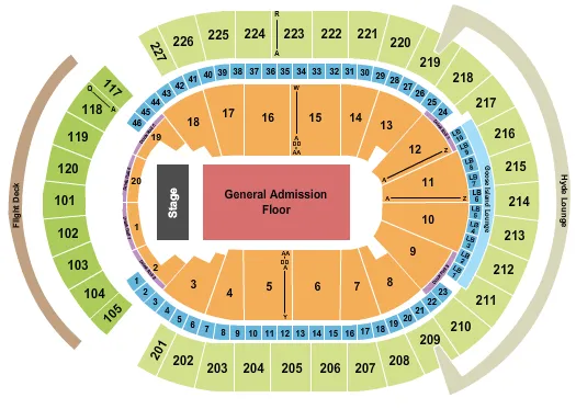 T MOBILE ARENA ENDSTAGE GA Seating Map Seating Chart