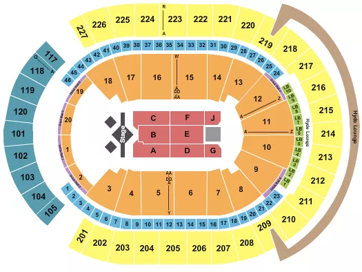 T MOBILE ARENA J COLE Seating Map Seating Chart