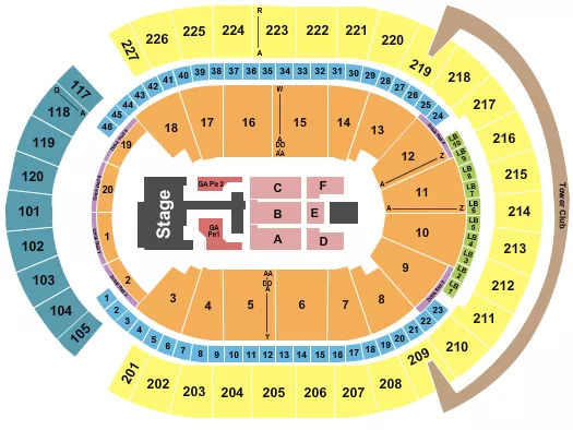 T MOBILE ARENA TEDDY SWIMS Seating Map Seating Chart