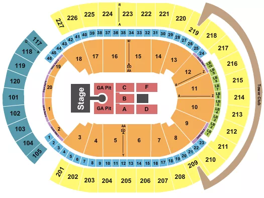 T MOBILE ARENA WEEZER Seating Map Seating Chart
