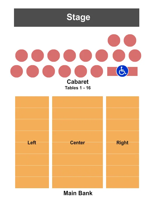 TENNESSEE PERFORMING ARTS CENTER ANDREW JOHNSON THEATER CABARET 2 Seating Map Seating Chart