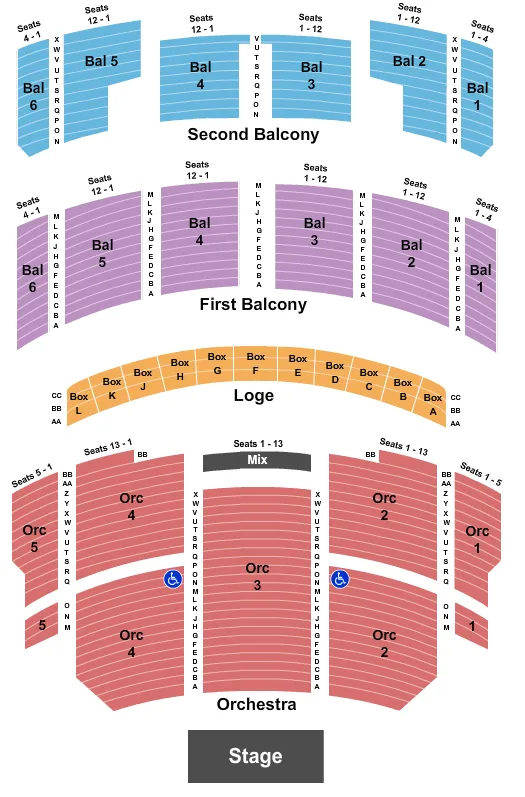 END STAGE Seating Map Seating Chart