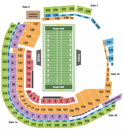 FOOTBALL COLLEGE Seating Map Seating Chart