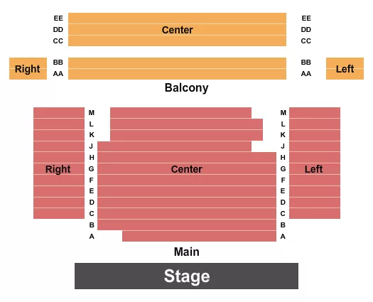 TEMPLE THEATRE SANFORD END STAGE Seating Map Seating Chart