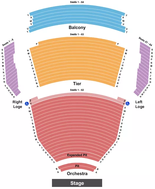 TENNESSEE PERFORMING ARTS CENTER ANDREW JACKSON HALL END STAGE Seating Map Seating Chart