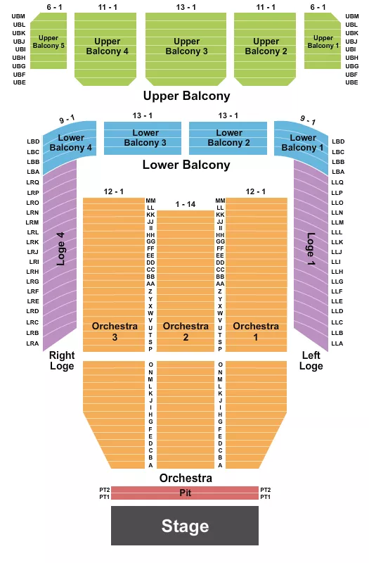 END STAGE COMBINED PIT Seating Map Seating Chart