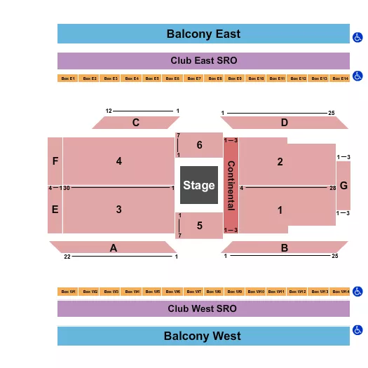 THE ARMORY MINNEAPOLIS CENTER STAGE WITH CONTINENTAL Seating Map Seating Chart