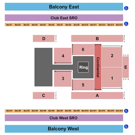 THE ARMORY MINNEAPOLIS TNA WRESTLING Seating Map Seating Chart