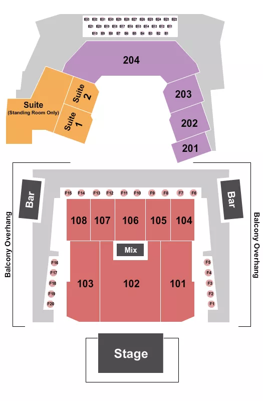 THE ASTRO NE ENDSTAGE W TABLES Seating Map Seating Chart