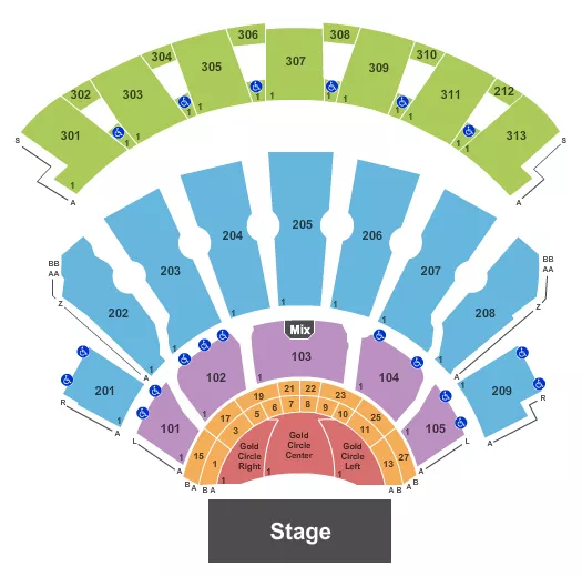 ENDSTAGE GOLD CIRCLE Seating Map Seating Chart
