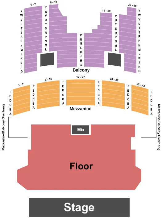 ENDSTAGE RESERVED Seating Map Seating Chart