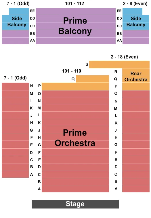 ENDSTAGE PRIME REAR Seating Map Seating Chart