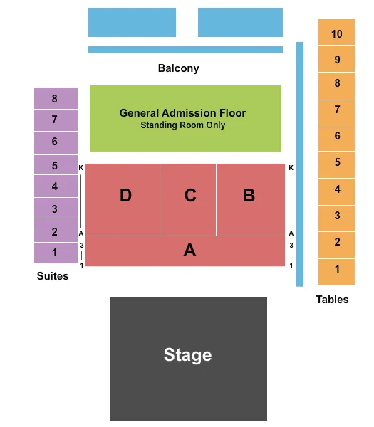 ENDSTAGE RESERVED GA Seating Map Seating Chart