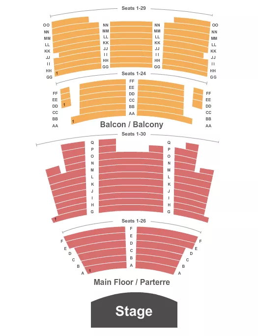 CAPITOL THEATRE NEW BRUNSWICK END STAGE 2 Seating Map Seating Chart