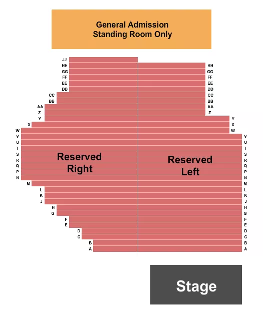 THE CAVERNS TN ENDSTAGE RESERVED SRO Seating Map Seating Chart