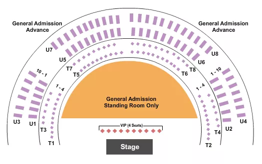 ENDSTAGE GA FLOOR VIP TABLES Seating Map Seating Chart