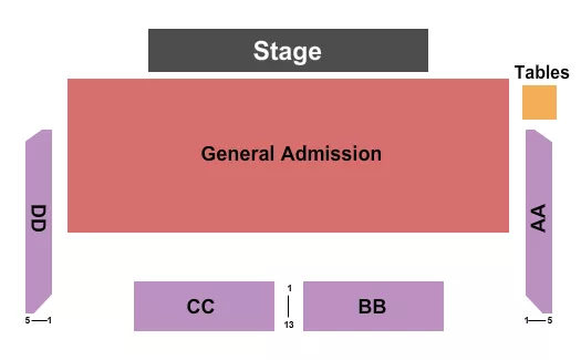 THE CRITERION OKLAHOMA CITY ENDSTAGE GA FLOOR TABLES Seating Map Seating Chart