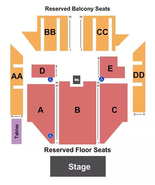 THE CRITERION OKLAHOMA CITY ENDSTAGE W TABLES Seating Map Seating Chart