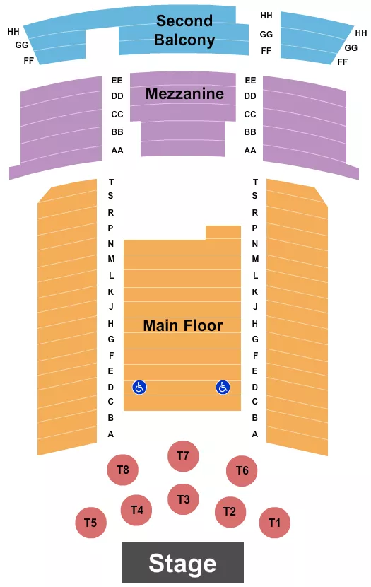 END STAGE TABLES Seating Map Seating Chart