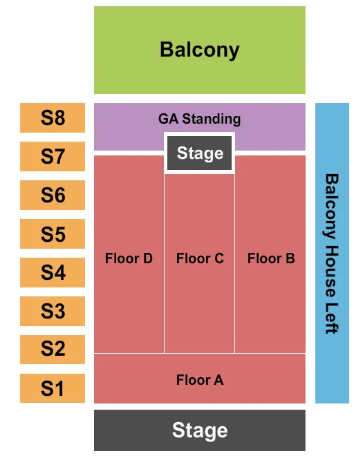 ENDSTAGE RESERVED GA 2 Seating Map Seating Chart