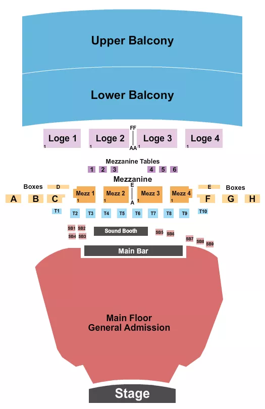 THE FILLMORE DETROIT ENDSTAGE GA FLOOR GA BALCONY 2 Seating Map Seating Chart